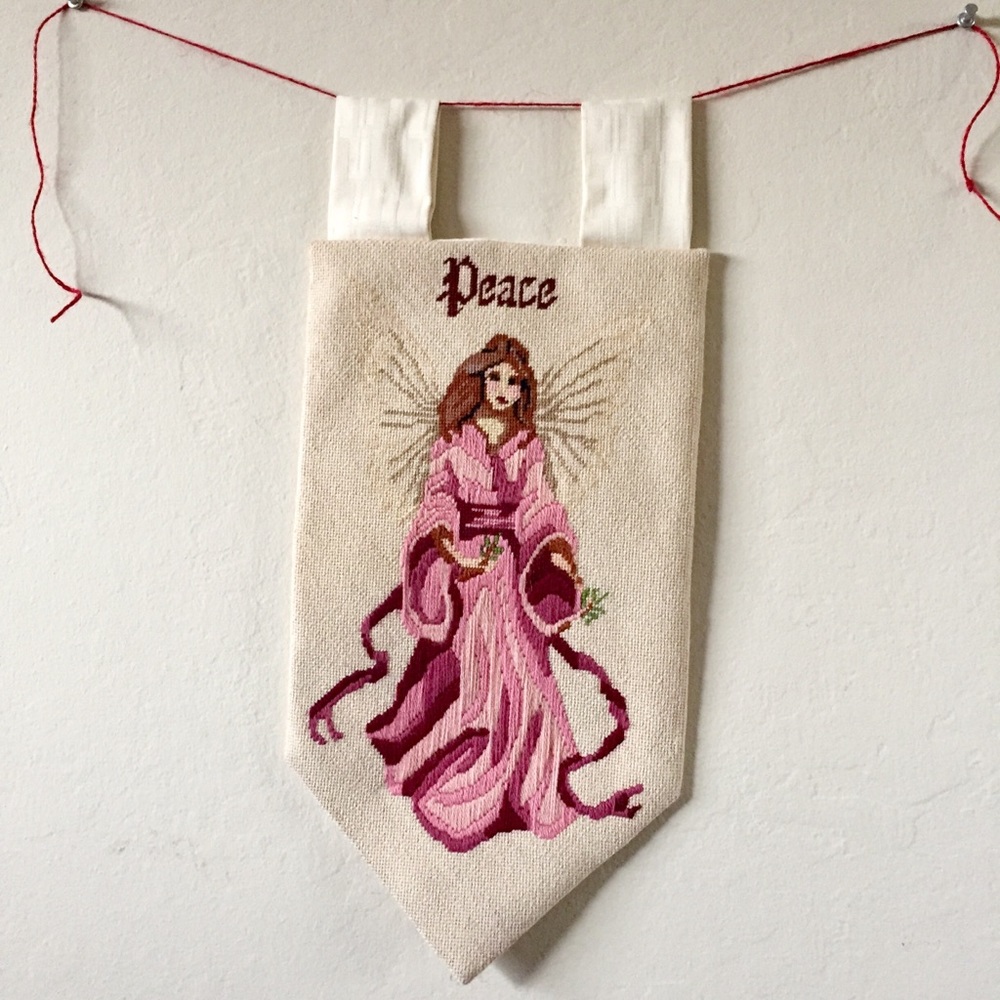 Vintage Handmade Peace Angel Wall Hanging